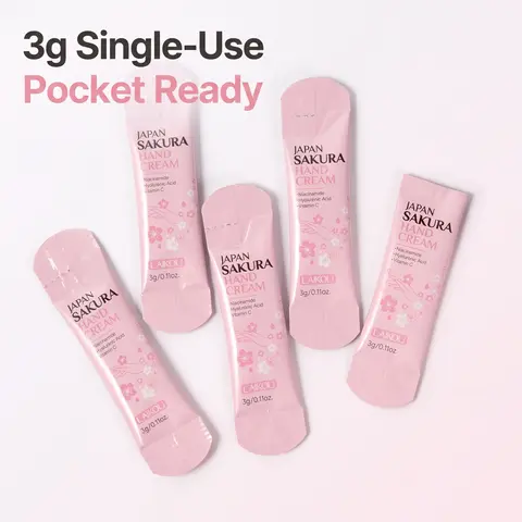 Mini Portable Moisturizing Hand Cream Travel Size 3g/sheet, Sakura Scented, Outdoor Travel, Office Use, Anti-Chapping, Hydrating, Single-Use Packaging, Long-Lasting Moisture