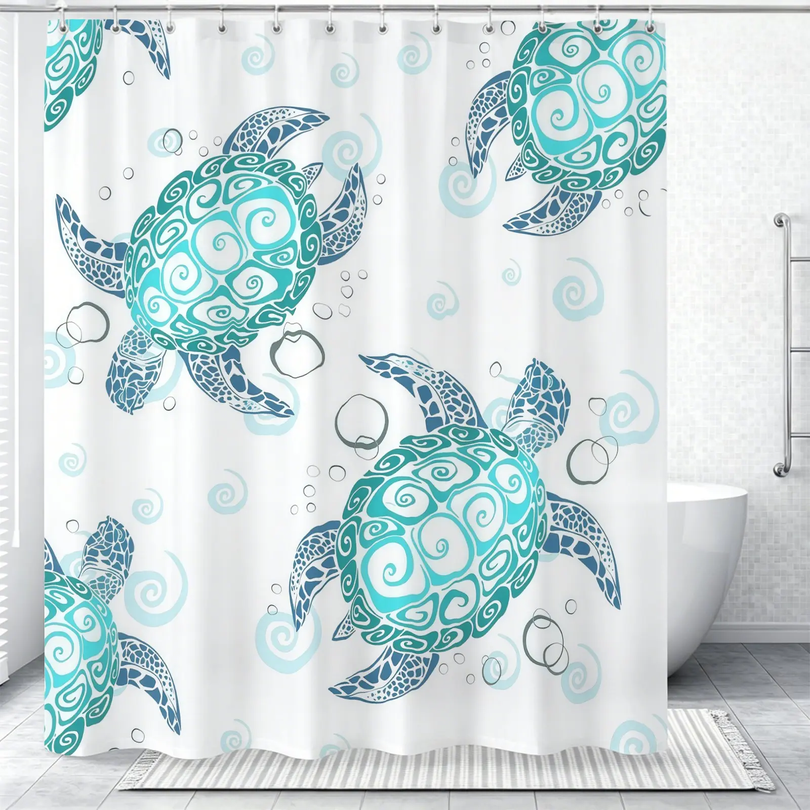 1 Turtle Print Shower Curtain, Made Of Waterproof And Soft Fabric, Suitable For Personalized Decoration And Gifts For Teenagers And Adults In Dormitories And Bathrooms