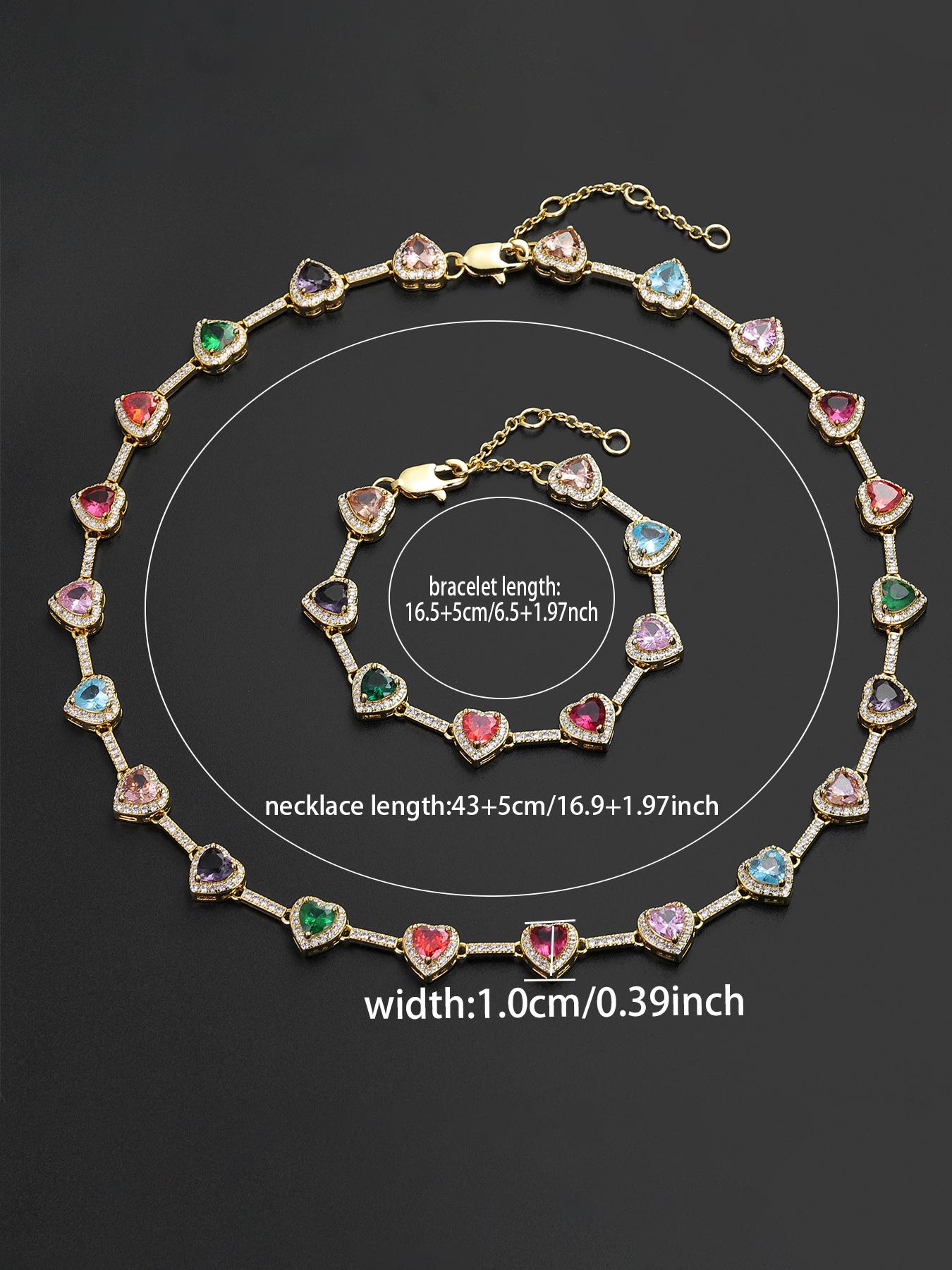 ICED CHICS 2PCS Set, a two-piece set of colorful necklaces and bracelets, suitable for both men and women. Elegant and dazzling Zirconia Jewelry Set, perfect for couples as a gift, for birthdays, anniversaries, and special occasions