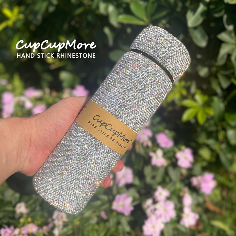 Live Cupcupmore 16oz Bling Rhinestone Vacuum Flasks Double Wall Stainless Steel Insulated tumbler with Leak-proof Lid Glitter Water bottle,Sparkle Portable Thermal Mug for Women Men,Keeps Cold 12 Hours and Hot 6 Hours Shiny Drinkware Cup