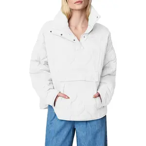 Yousify Womens Puffer Jackets Pullover Quilted Lightweight Jacket Long Sleeve Half Zip Up Coat with Pocket S-2XL