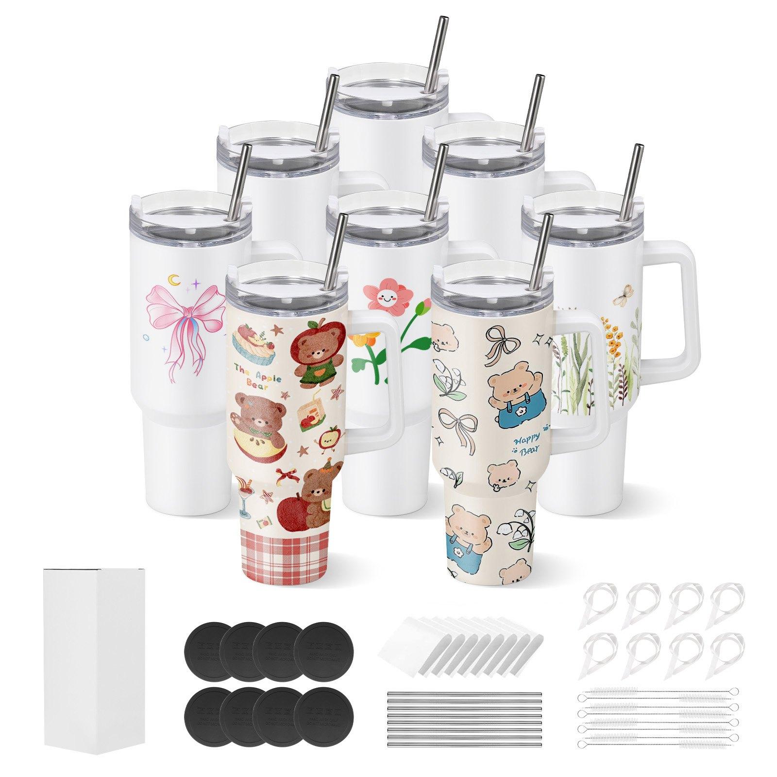 VEVOR Sublimation Tumblers, 8 Pack, 40 oz Tumblers Bulk with Handle,  Stainless Steel Sublimation Cups with Lids and Straws, Double Wall  Insulated Tumbler Blank, for DIY Personalized Customization - TikTok Shop