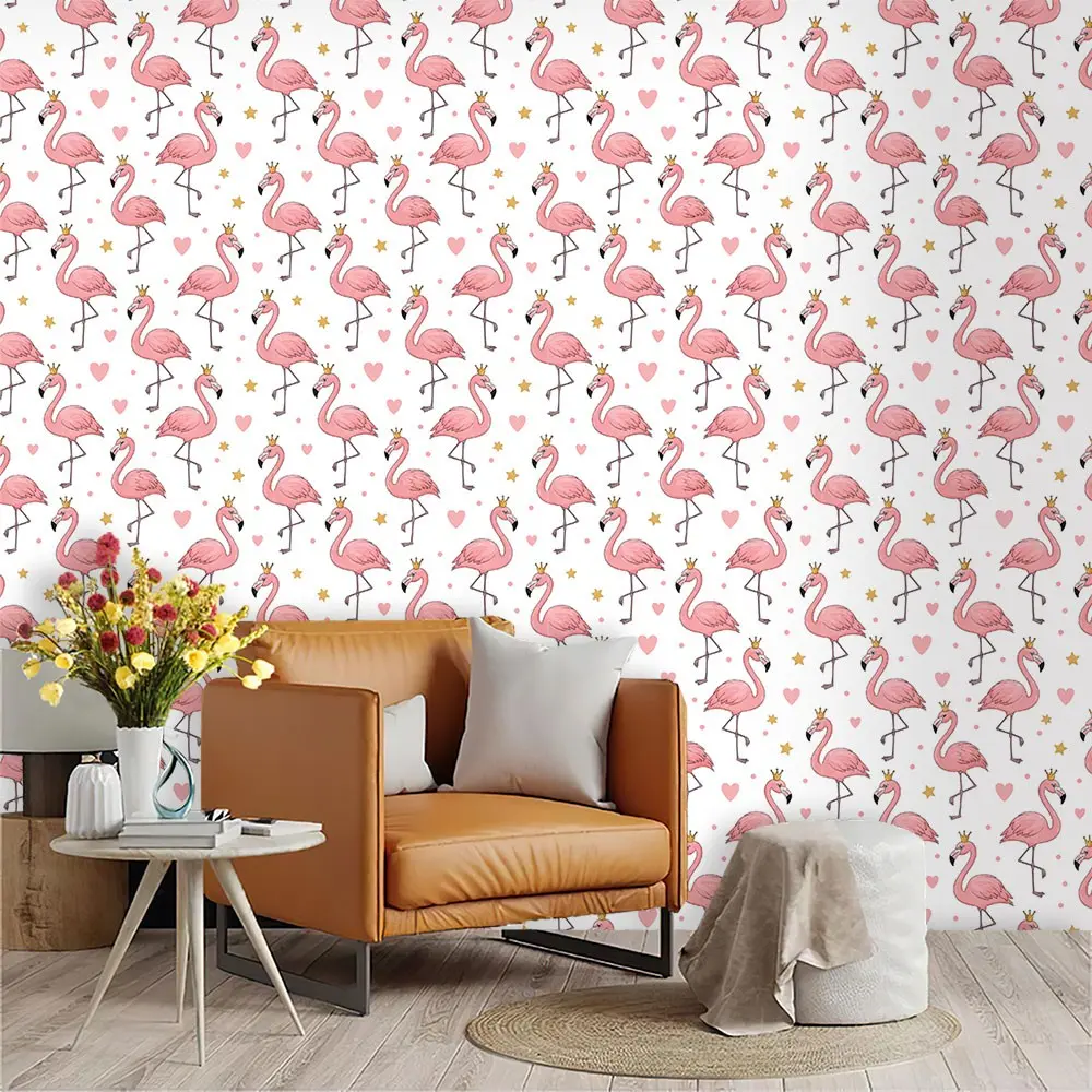 Flamingo Crown Wallpaper, PVC Mould-Proof, Self-Adhesive, Living Room Decor, Kitchen/bedroom Wall Art, Easy Peel & Stick