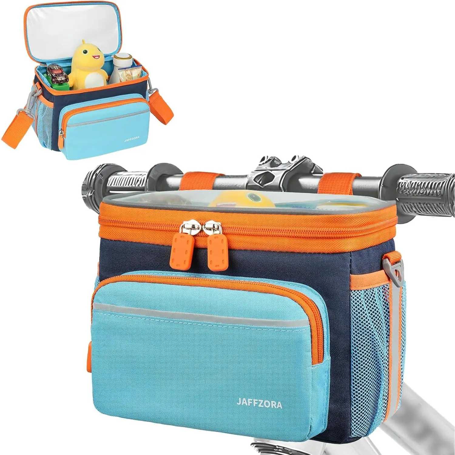 Cute Kids Bike Handlebar Bag Front Frame Basket for Toddler Scooter Tricycle Bicycle Small Fabric Storage Accessory Gift for Boys Girls