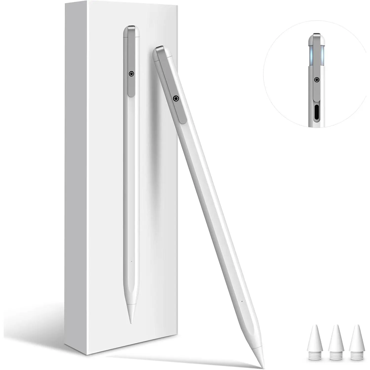 MEKO Push&Pull Stylus Pen for iPad Pencil, Replacement for Apple Pencil,  USB-C13 mins Fast Charging for Apple Pencil 10th Generation Pencil, Compatible with iPad 6/7/8/9/10, Air 3/4/5, Mini 5/6, Pro12.9&11"