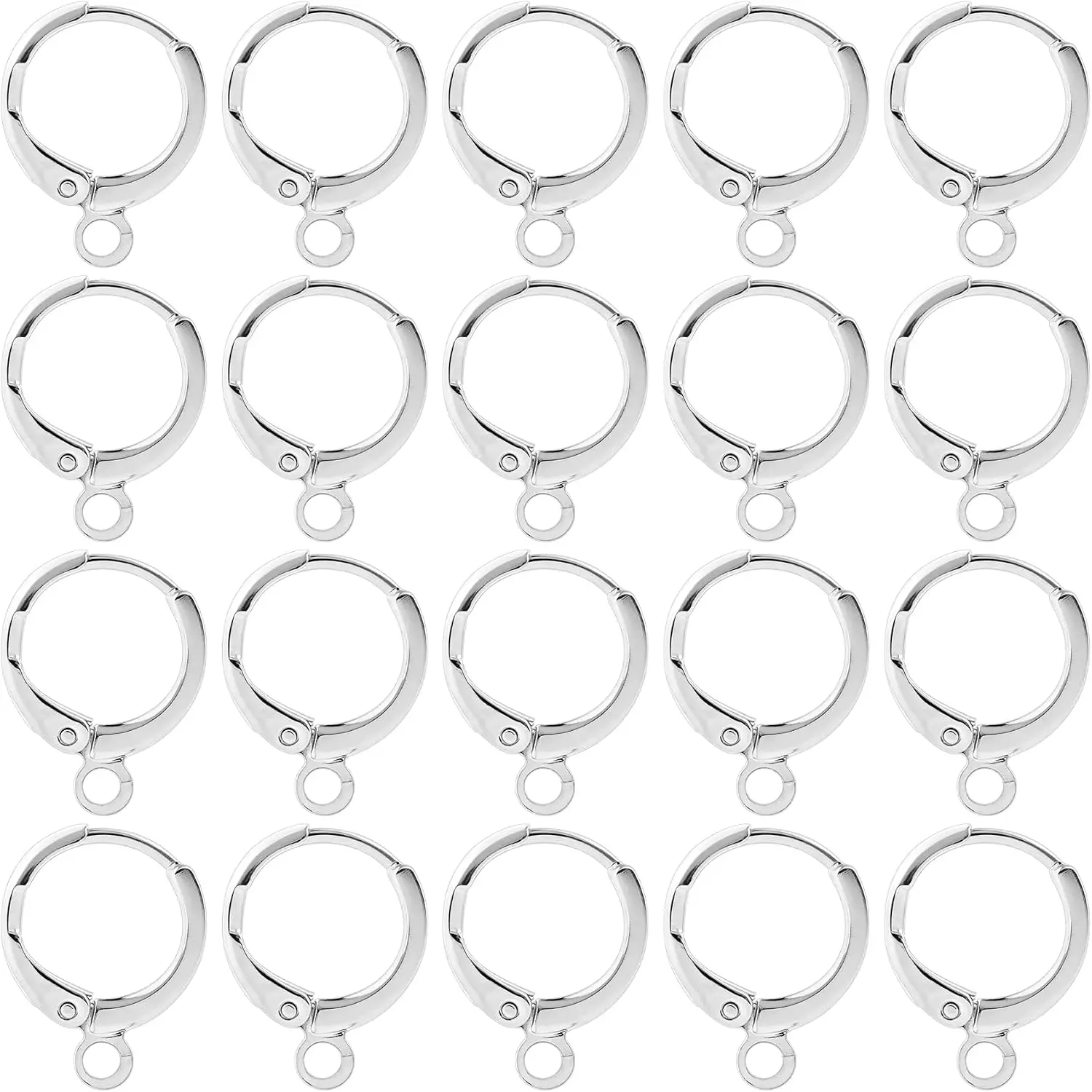 20 count Leverback Earring Hooks, Metal Earring Hoops for  Making, Huggie Earring Hooks, Hoop Earrings for  Making, Women, DIY Crafts ()