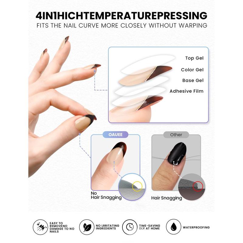 Clean Girl Semi Cured Gel Nail Strips 20+6 Individual Trial Strips | Jelly Milk Tea Nude | Includes 6 Extra Strips to Try | 5-Min UV Cure | OAUEE