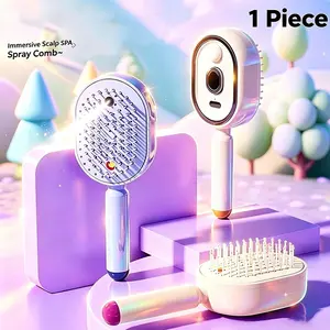 1pc New Electric Scalp Spary Massager Comb with Essential Oil Tank, Wireless Electric Massager Comb, Portable Hair Brush, Spray Hair Brush, Women's Hair Beauty Tools, Massage Comb