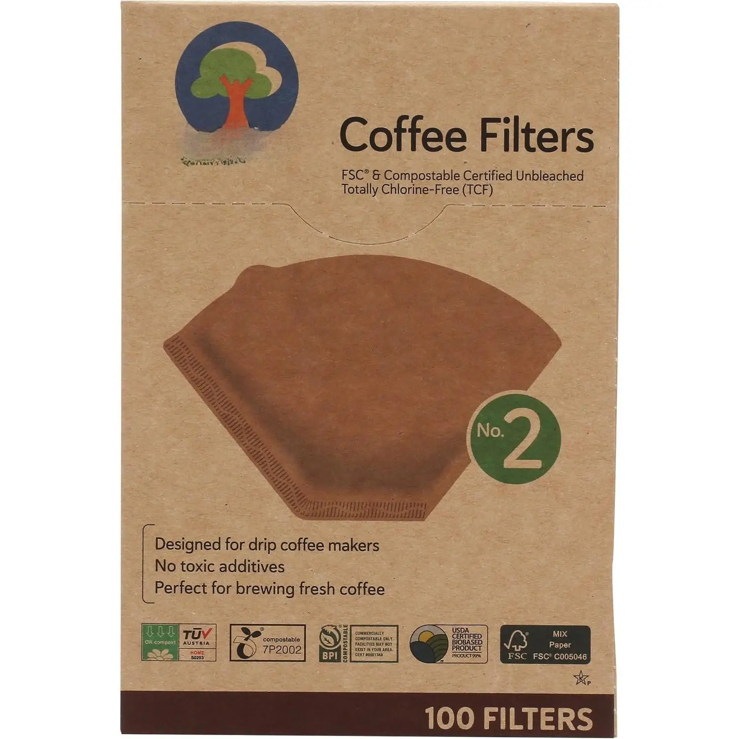 , Coffee Filters No. 2, 100 Count