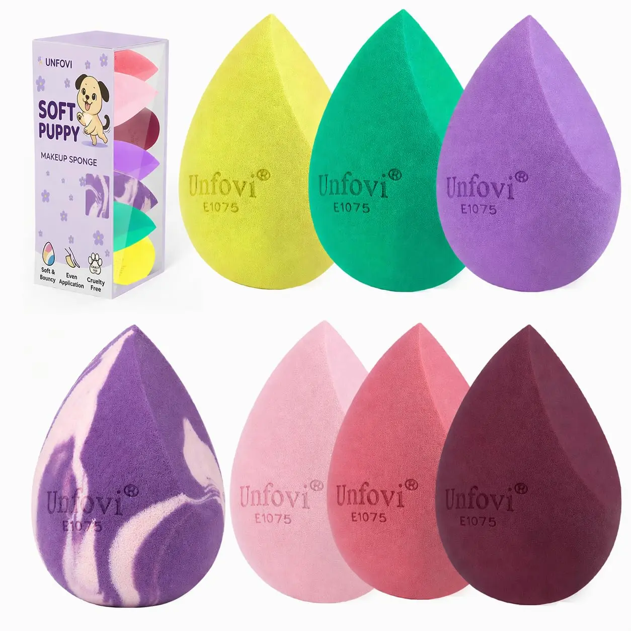 7-piece makeup sponge set, dual-use makeup sponges for foundation and concealer, latex-free and reusable beauty sponges, soft makeup sponges suitable for liquid, cream, and powder products, suitable for both wet and dry use (multi-purpose)