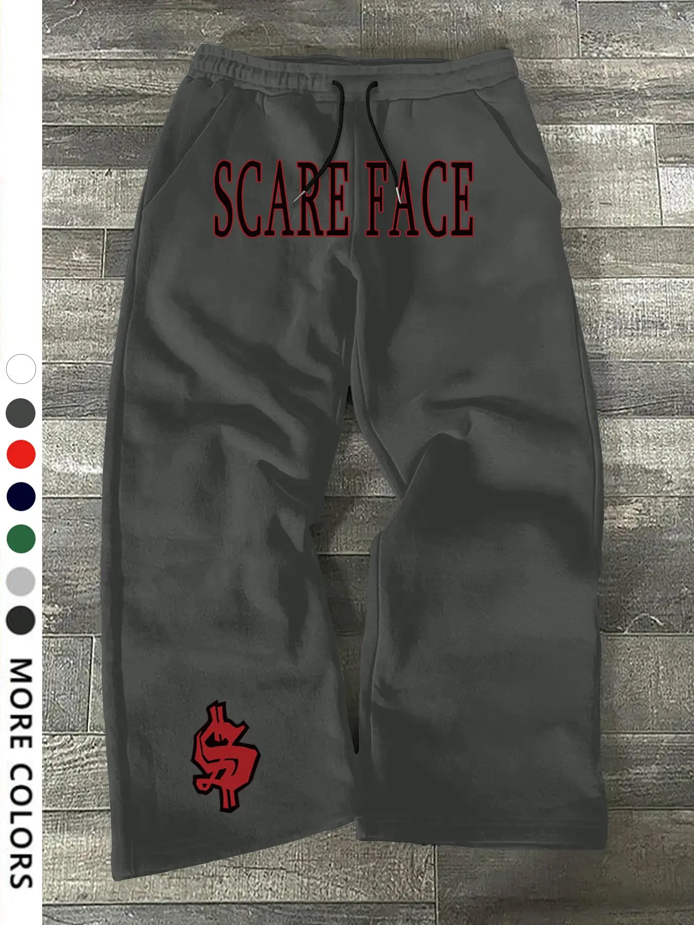 Men's Casual Sporty Long Pants, Dollar Sign & Letter Pattern Print, Drawstring Wide Leg, Loose-Fitting, All Seasons Wear