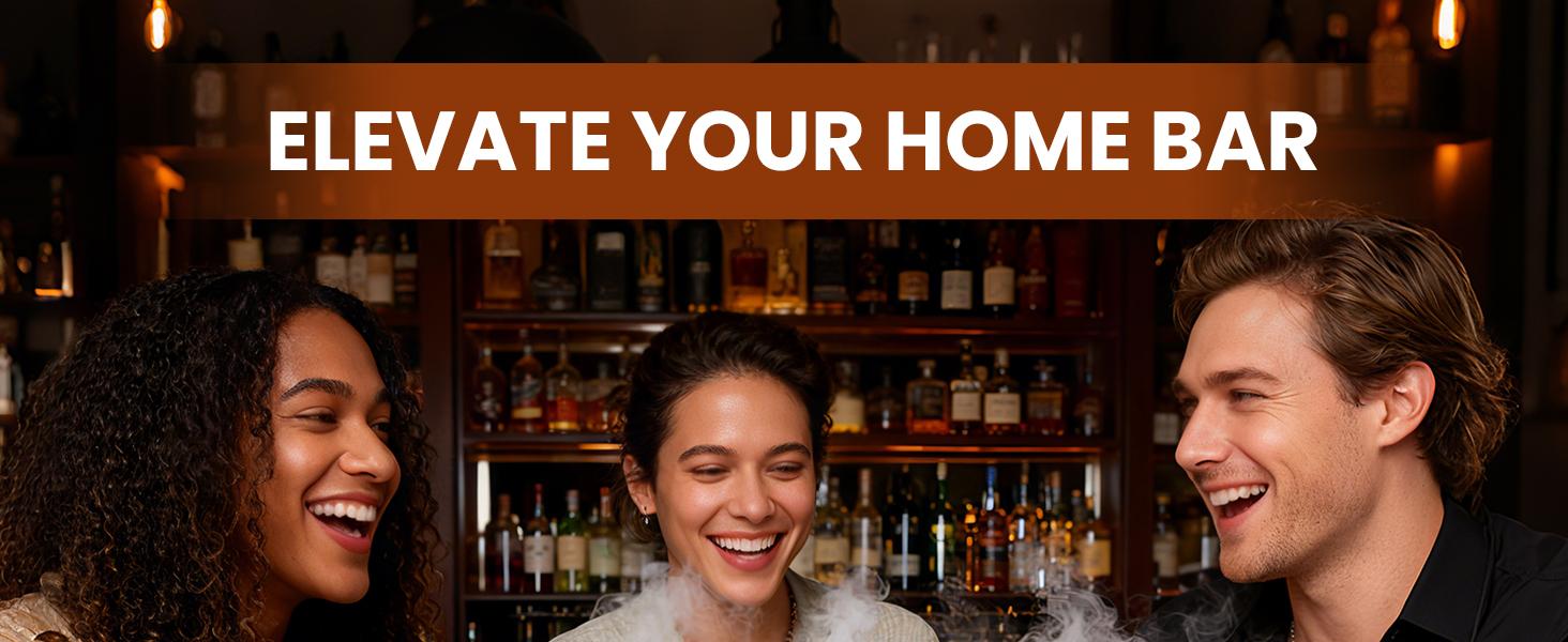 Electric Whiskey Smoker Kit: Rechargeable Cocktail Smoker for Old Fashioned & Bourbon Drinks with Built-in Lighter, No Butane Needed, 6 Wood Chips, Christmas Whiskey Gift for Men, Dad, Husband