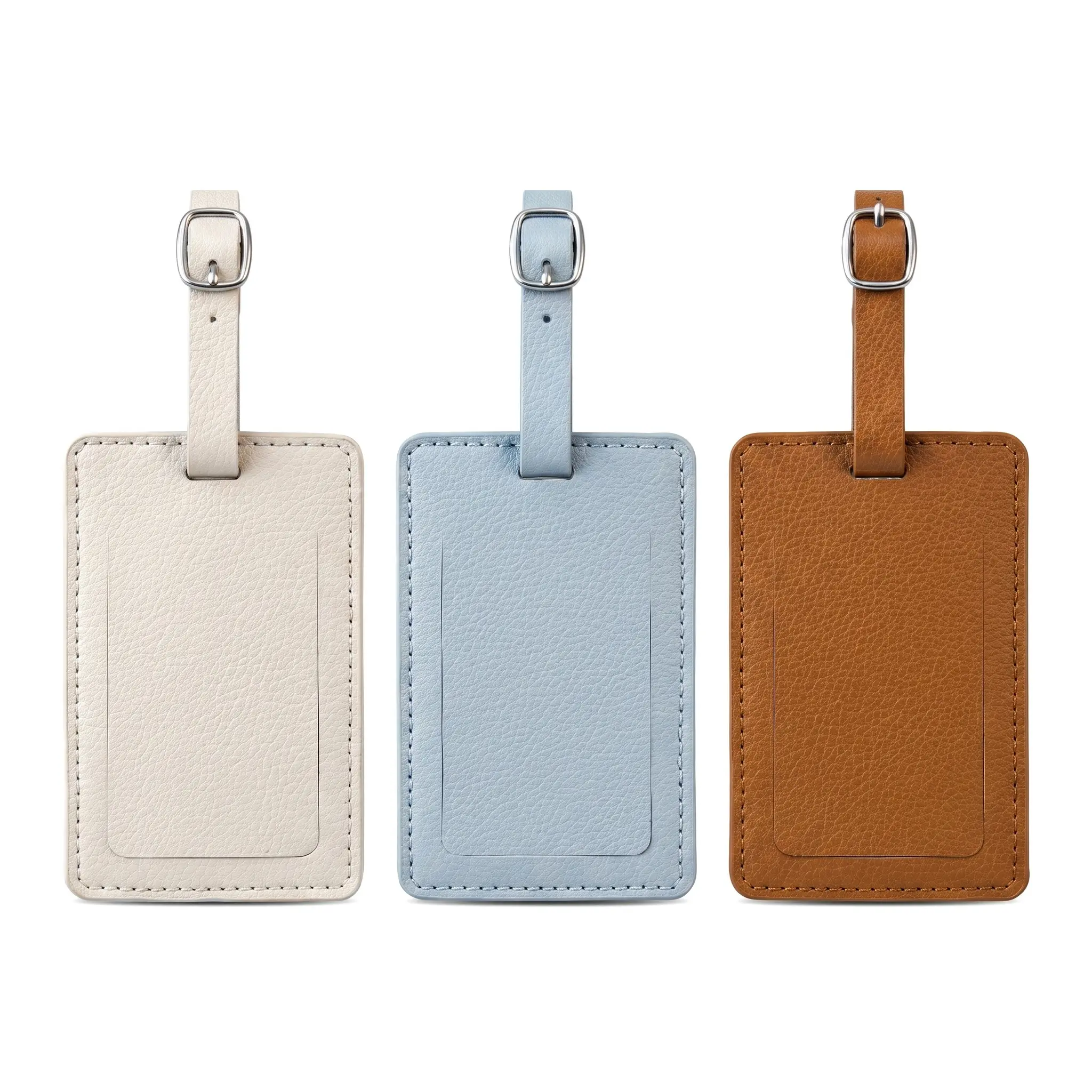 3-Piece Travel Luggage Tags For Suitcase Identification Waterproof PU Leather Square Check In Baggage Tags Urban Minimalist