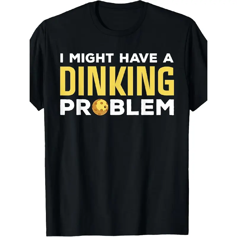 Unisex Short-Sleeve Rib Crewneck Soft Cotton Pickleball Player Sports Top - High-Quality All-Over Print, Cool Dink Design, Double-Stitched, Casual Wear for Fathers (Small), Shortsleeve, Round Neck, Father's Day, Party, Thanksgiving