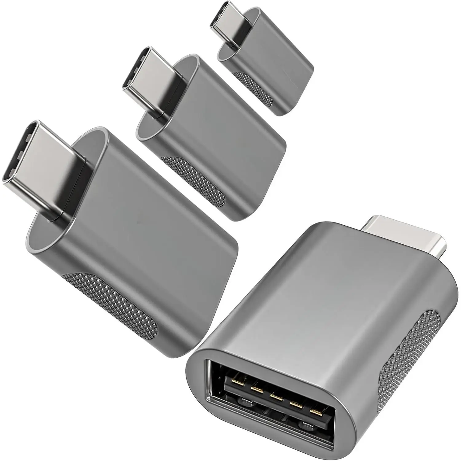 USB C to USB Adapter 4-Pack, 10Gbps  Type C to USB 3.0 Adapter with OTG, Compatible with MacBook/ 17/16/15/14, iPad, Chromebook, Galaxy S25/S24 (Grey)
