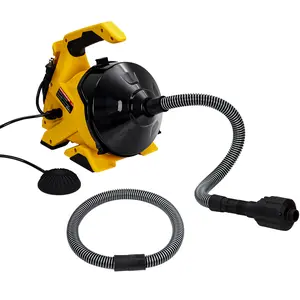 Auto-Feed Electric Drain Snake, 30Ft x 3/10In, 3/4"–2" Pipes – Durable Piano Wire Cable, Foot Switch, Lightweight Drum, Powerful Pipe Cleaning Tool for 3/4-2in Sinks, Toilets, Floor Drains – Plumbing Snake  ﻿