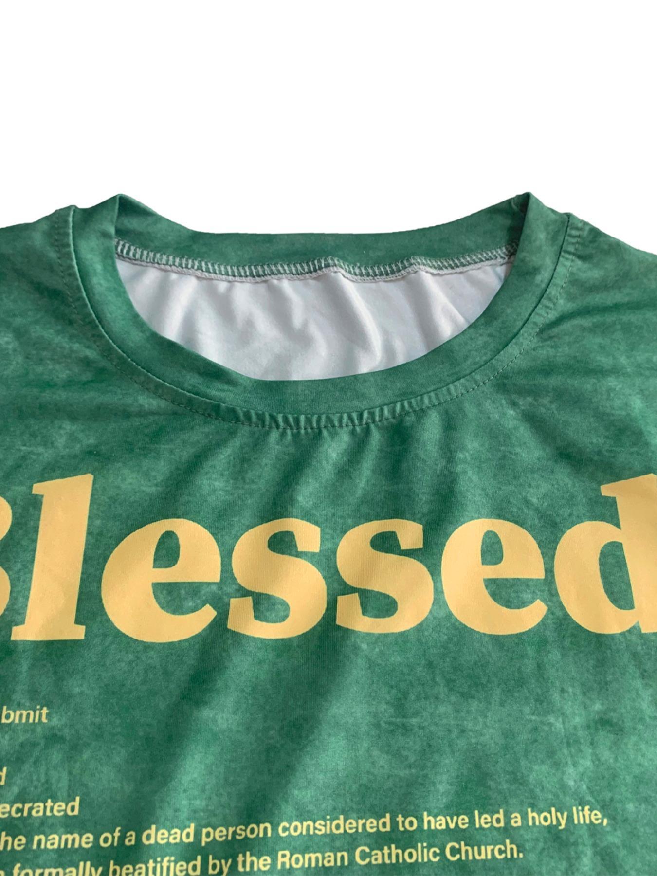 Women's Letter Print Round Neck Tee, Fashion Casual Crew Neck T-shirt for Daily Holiday Vacation Outdoor Wear, Ladies Clothes for Summer Women's Letter Print Round Neck Tee, Fashion Casual Crew Neck T-shirt for Daily Holiday Vacation Outdoor Wear, Ladies Clothes for Summer