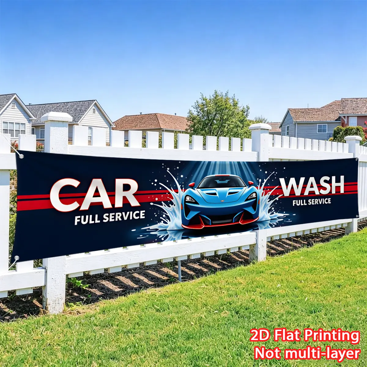 1pc car wash shop sports car promotional banner fence Decorative Banner, large banner high-definition printing suitable for fence decoration, outdoor railing porch wall decoration