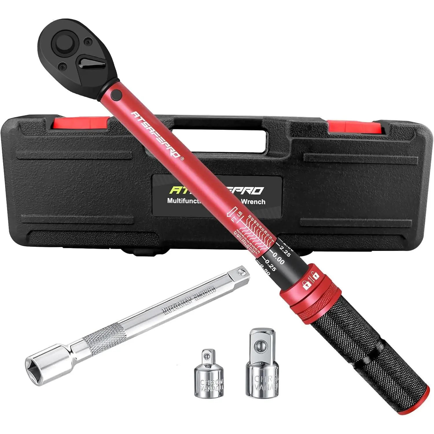 3/8-Inch Drive Click Torque Wrench,-Direction Adjustable,72-  Range Scales-5-50Ft-Lb/6.8-68Nm,Quick Release Ratchets