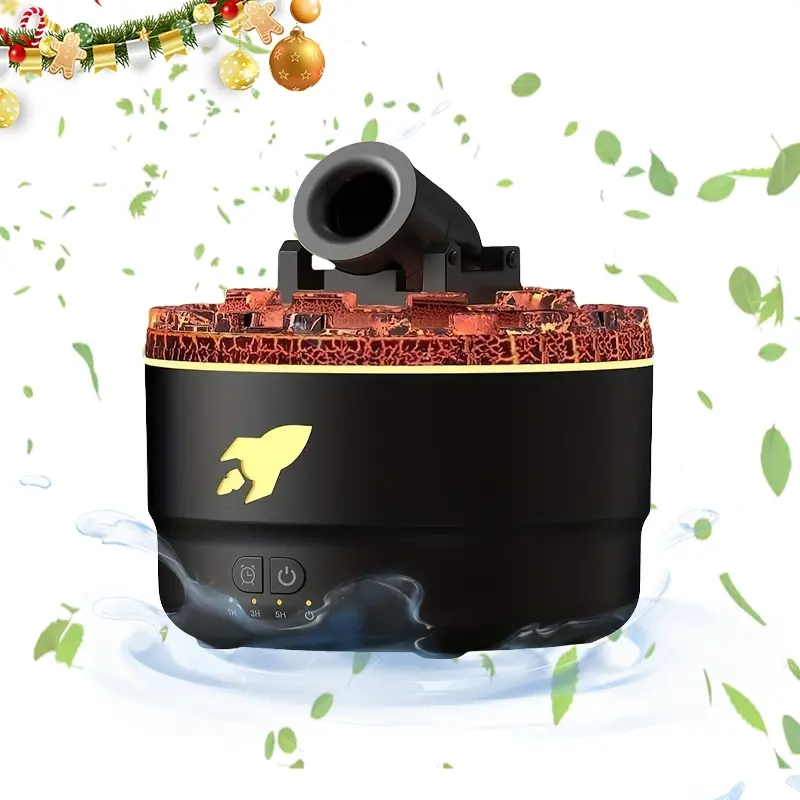 Cannon-style burst turret humidifier aromatherapy machine, featuring automatic power-off upon water depletion, silent spray operation, colorful crack pattern design, suitable for home, bedroom, and tabletop.