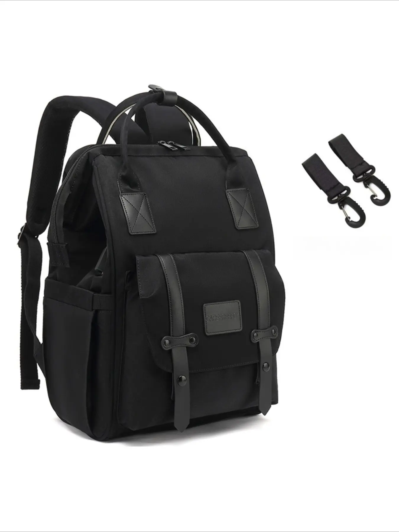 Flip Top Mommy Backpack with USB Charging Port, Waterproof Diaper Backpack, Large Capacity Baby Care Bag, Stroller Hooks Included, Multifunctional Diaper Backpack