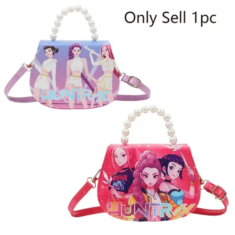 Designed by the music girl group cartoon Mini Women's PU Anime pattern messenger bag Charming Pearl Handheld Handle fashionable and versatile shoulder bag lightweight and durable handbag light and comfortable leisure, girl's gift,birthday gift.