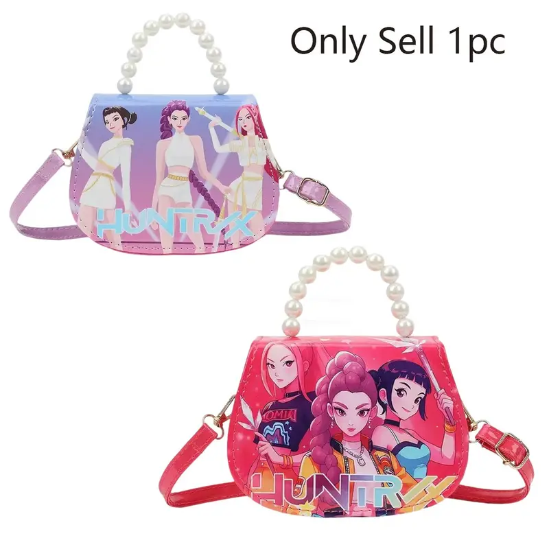 Designed by the music girl group cartoon Mini Women's PU Anime pattern messenger bag Charming Pearl Handheld Handle fashionable and versatile shoulder bag lightweight and durable handbag light and comfortable leisure, girl's gift,birthday gift.
