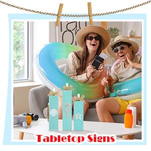 3 Pcs Hello Sweet Summer Table Block Signs Rustic Farmhouse Wood Lemon Centerpiece Blue Yellow Green Hello Summer Decorations for Tiered Tray Decor Home Office Kitchen Mantel Shelf Indoor