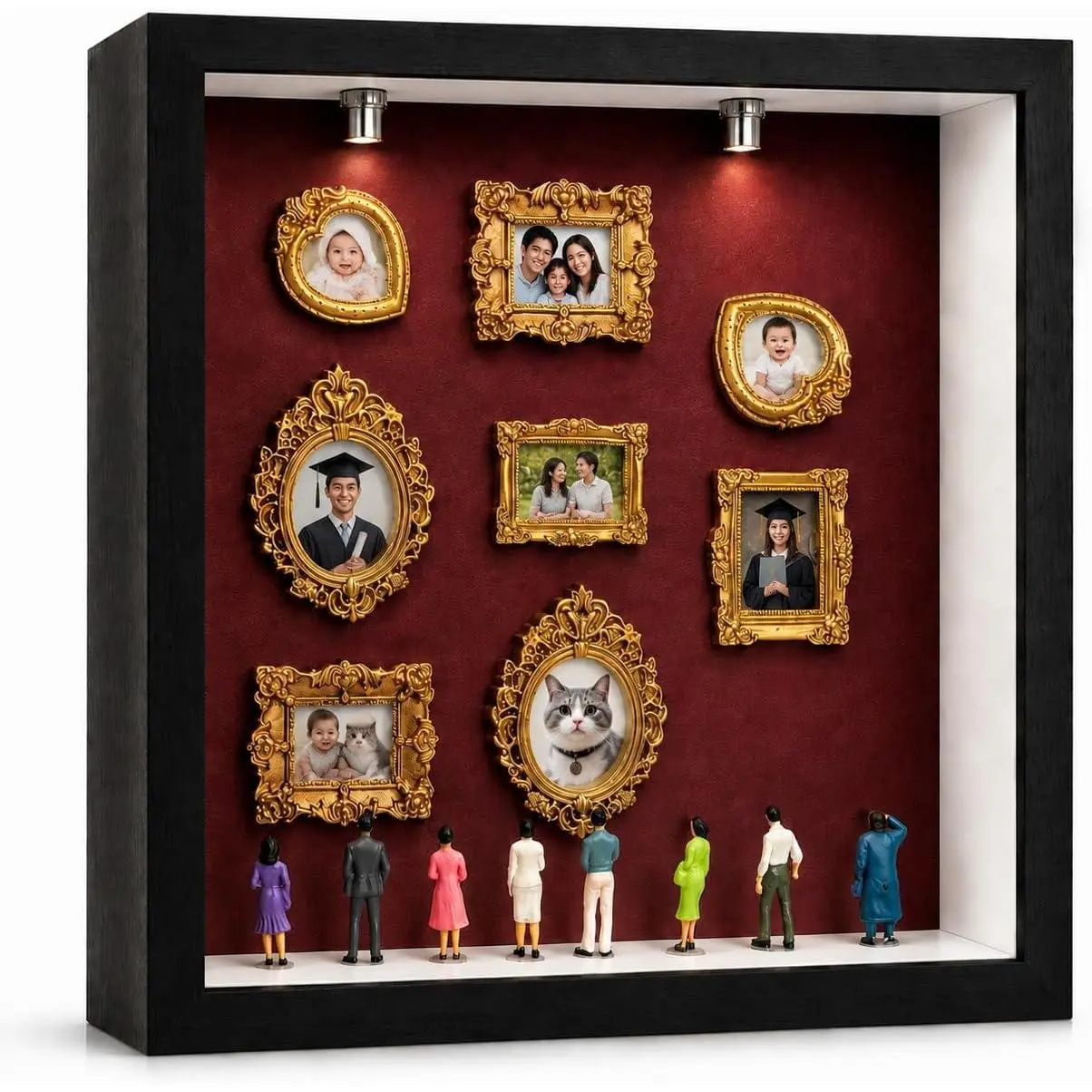 DIY Mini Museum of  Shadow Box Kit, 8  Frames & Figurines