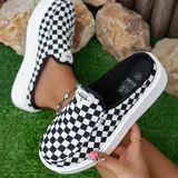 【Black Friday】2026 New Women's Platform Mules in Brown, Black, Gray, Green, Pink, Leopard Print, Multicolor, Cream, and Black-and-White Checkerboard, Comfortable Casual Slip-On Shoes, Large Sizes Available, for School and Vacation Wear