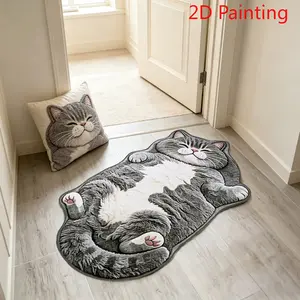 Soft Cat Rug, 3D Effect Non-Long Pile, Creative Lying Cat Shape, Washable Hand Wash, Cozy Living Room Decor, Perfect Gift