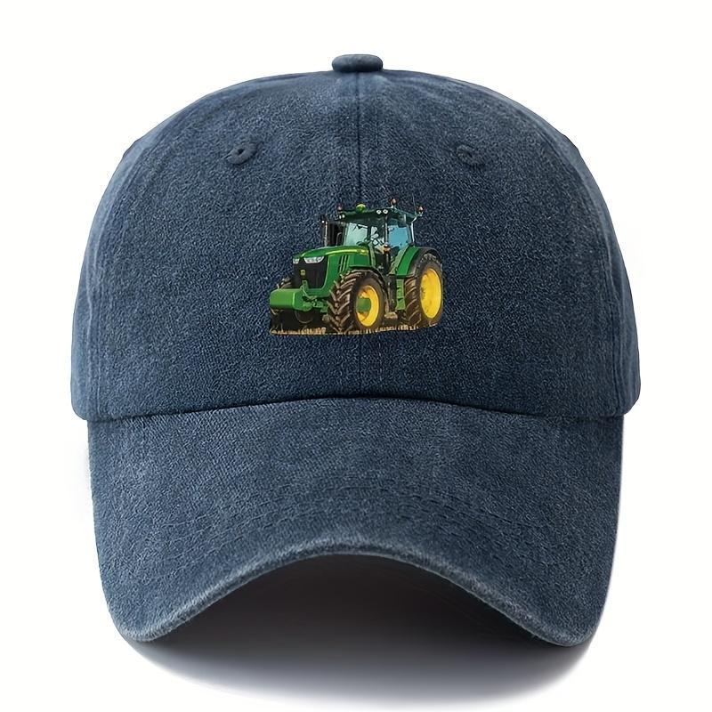 Printed tractor baseball cap men's outdoor camping vacation casual curved brim hat retro duckbill cap dad truck driver hat