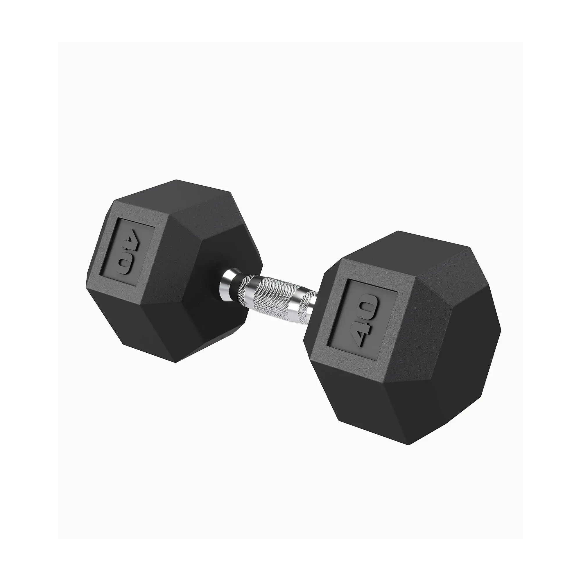 40LB Hex Dumbbells Pair – Rubber Coated Cast Iron – Non-Slip Textured Carbon Steel Handles – Anti-Roll Strength Training Weights for Home Gym, Fitness Workouts
