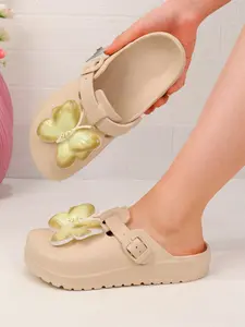 Women's Fashion Flat Sandals, Butterfly Print Adjustable Buckle, Comfortable Round Toe, Eva Material, Ideal for Beach, Garden, Outdoor Events