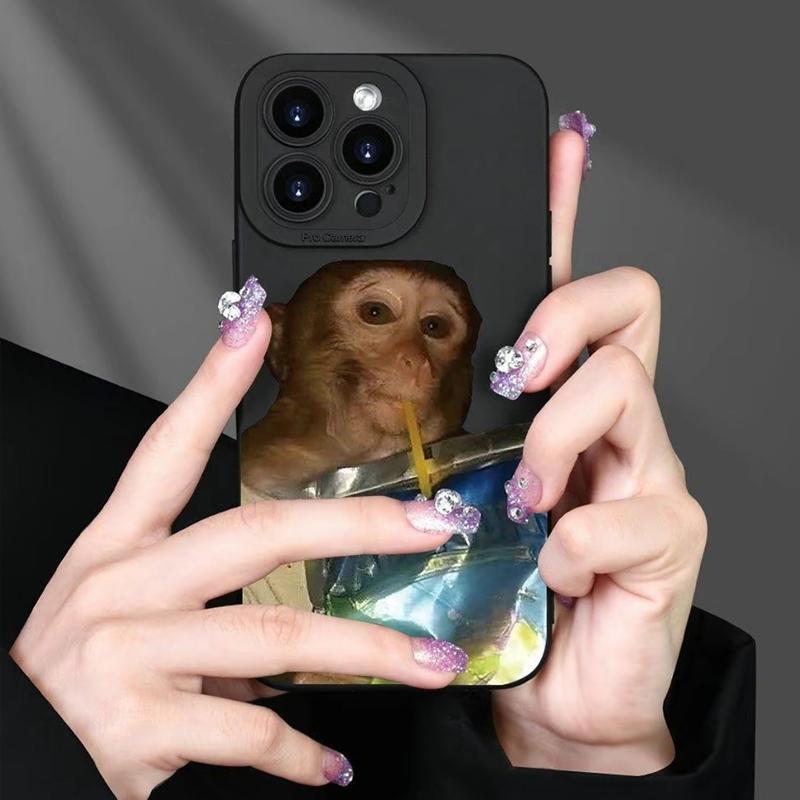Funny Monkey Pattern Phone Case, Protective Casing, Durable, Shockproof Protection, Full Camera Cover, Compatible with iPhone 16 Pro Max, 11, 12 Pro, 13 Pro, 14, 15 Plus, 15 Pro Max, 17 Air Gift