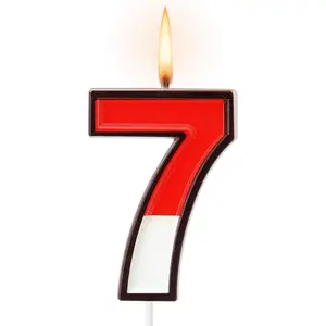 Cartoon Red and White Birthday Cake Candle Numeral Birthday Cake Topper for Animated Decoration Cartoon Party Supplies(Number 7)