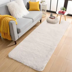 Rug   Machine Washable Runner Rugs for Hallway, Soft Fluffy Shaggy Bedside Rugs for Bedroom, Living Room, Indoor Floor Carpet for Kids Girls and Boys, Nursery Rooms, Home Decor Aesthetic, Ivory