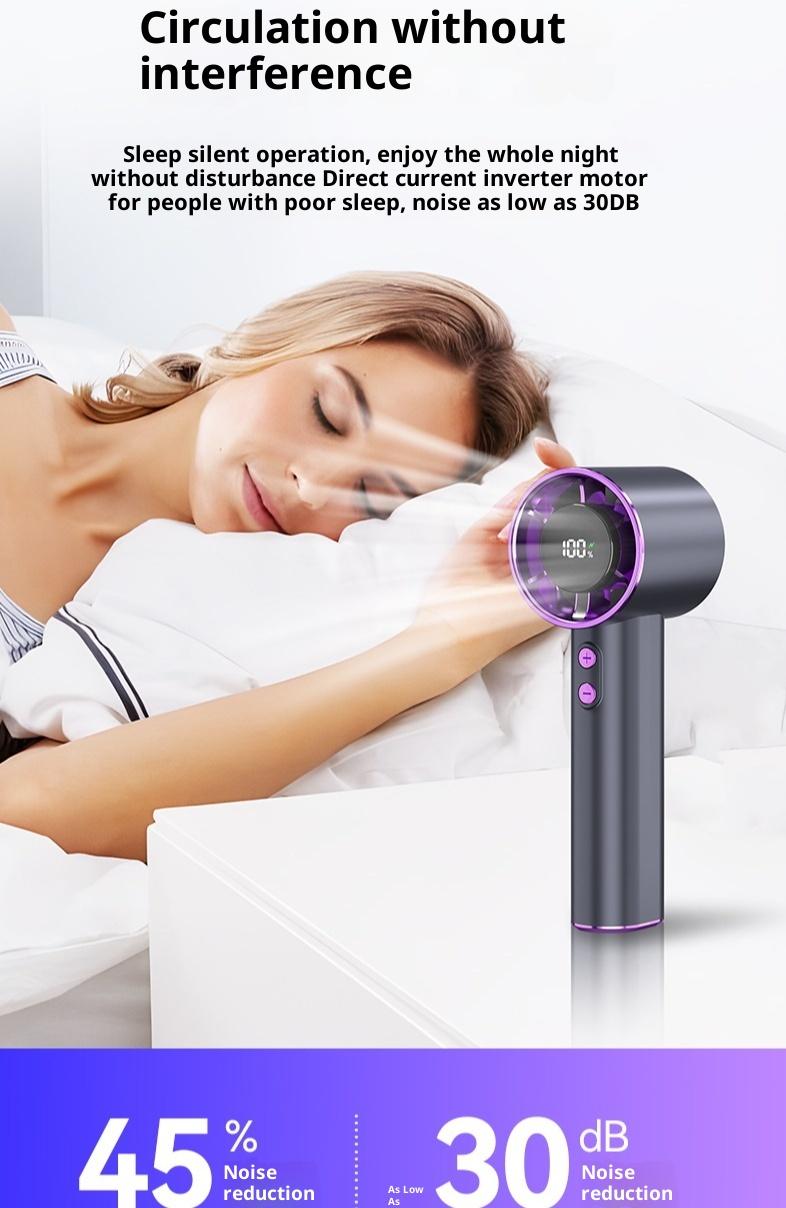 High Speed Portable Handheld Fan, 100-Speed Adjustable Turbo Mini Fan, Low Noise Rechargeable Personal Fan with Digital Display, Ideal for Gifts, Travel, Camping & Outdoor Use