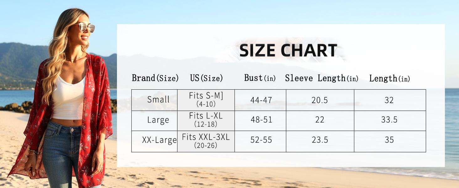 Summer clothing,Women's kimono cardigan, summer lightweight cover-up, 3/4 sleeves, floral print vacation beachwear