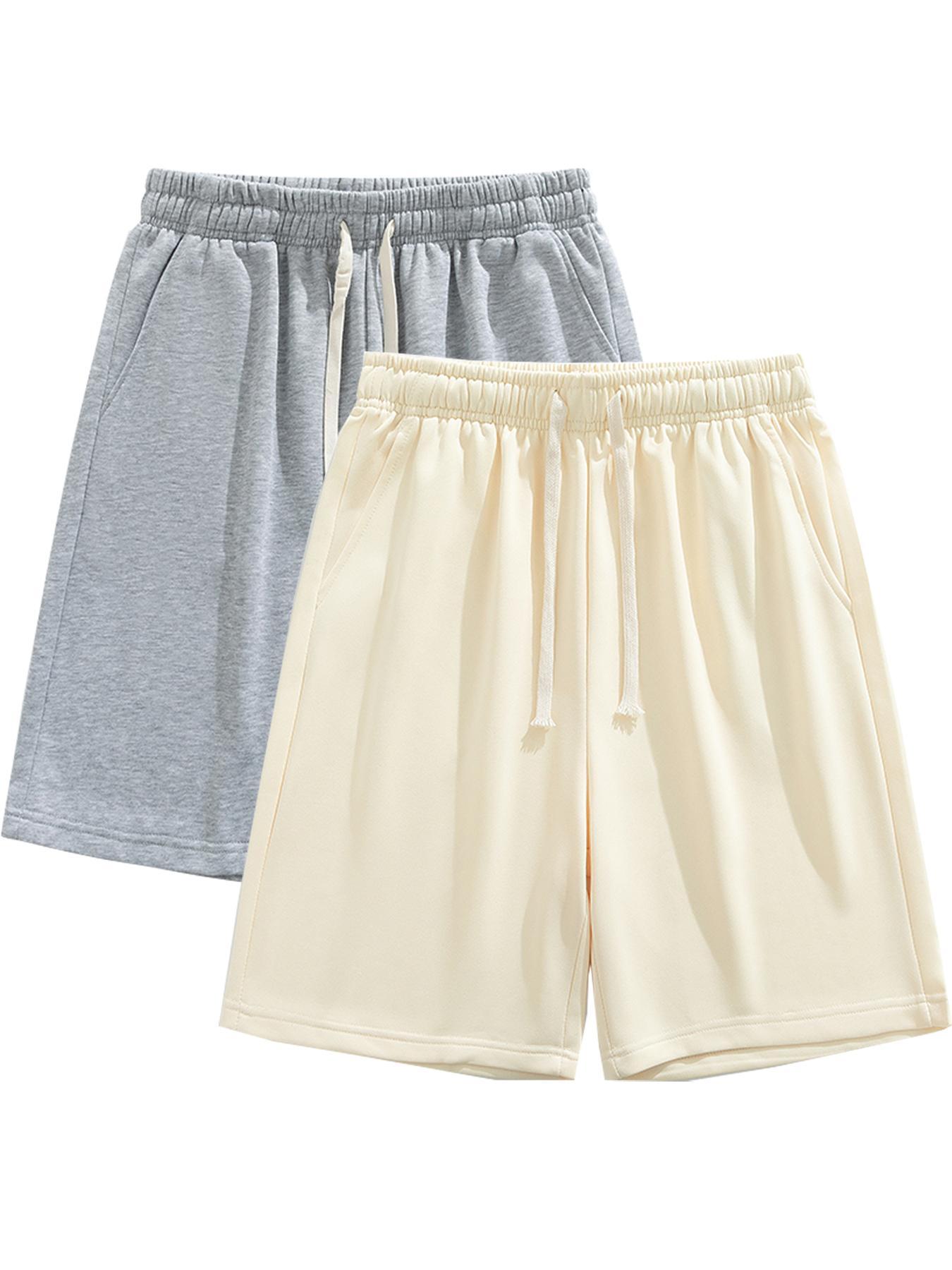 Men's Solid Color Drawstring Waist Shorts, Casual Regular Fit Pocket Shorts for Summer, Men's Bottoms for Daily Wear.