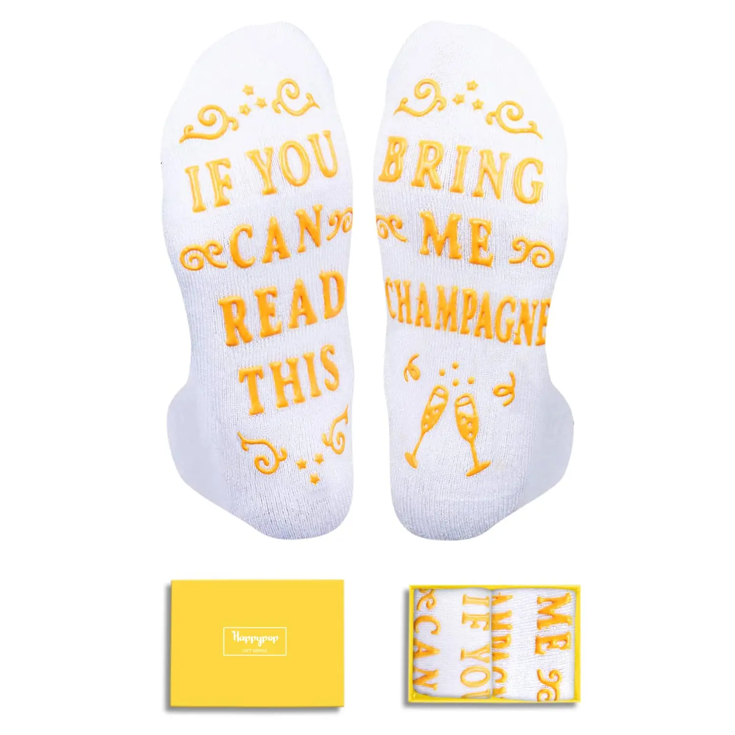 HAPPYPOP Funny Socks Silly Socks Crazy Socks with Funny Saying Champagne Socks Champagne Gifts for Women Men Gifts for Champagne Lovers