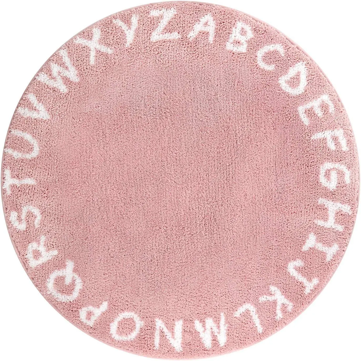 ABC  Round Rug for Girls Bedroom - 3ft Washable Small Classroom Rug Non Slip Alphabet Rug, Circle  Rug for  Room, Cute Furry Plush Shaggy Crawling Play Mat for