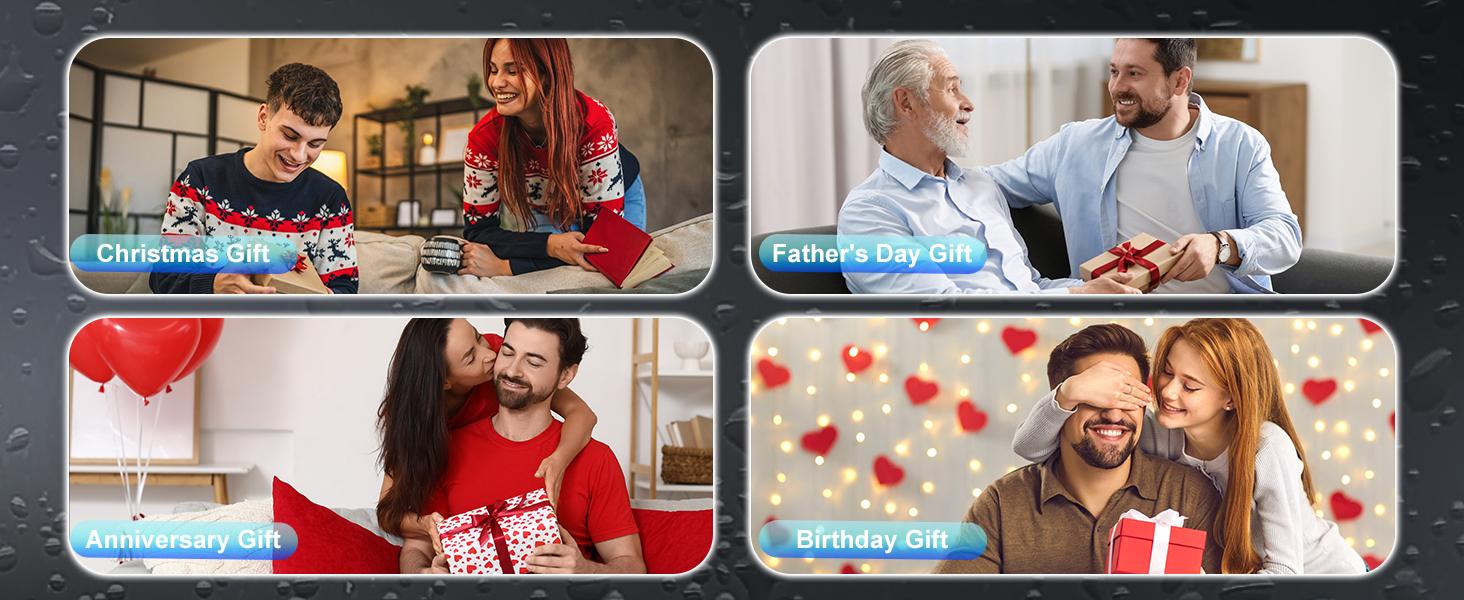 Shaving Mirror for Shower Fogless, Heated Anti-Fog Mirror with 3-Color Dimmable LED Lights, 360° & 2 Weeks Runtime 5000mAh, Shower Mirror for Shaving Men, 2 Razors Holders