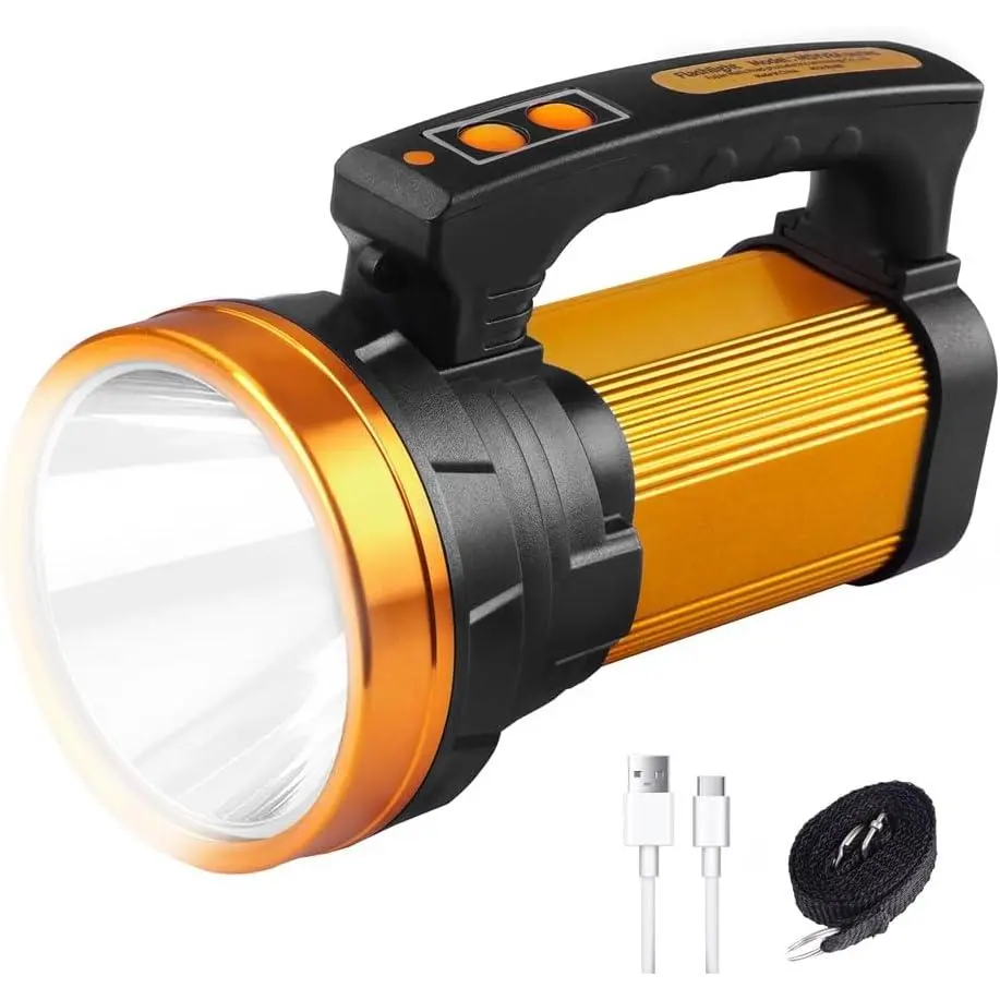 1800LM Rechargeable Spotlight 13600mAh Spotlight Flashlight 80H Long Lasting IP67 Waterproof 3 Modes Spot Light  Outdoor Camping Home Emergency