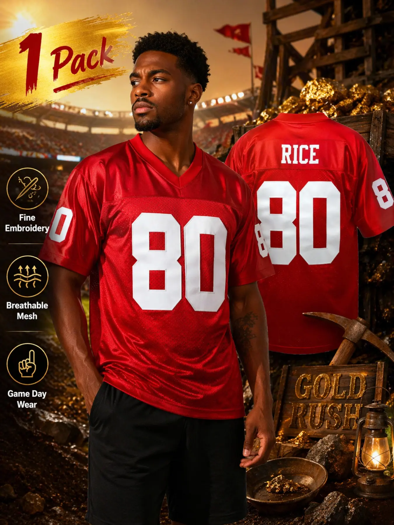 #8 #16 #24 #54 #80 Embroidered San Francisco Football Jersey | Unisex Game Day Wear | Classic Breathable Athletic Uniform
