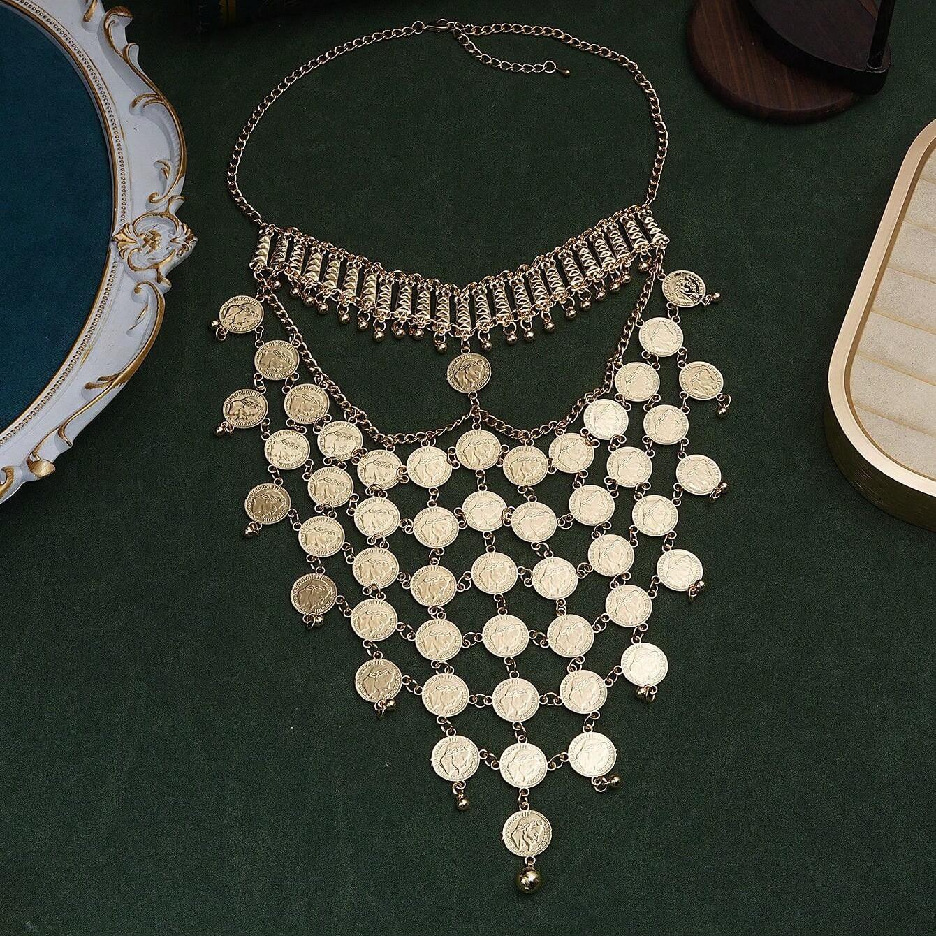 Middle East Dubai Style Metal Veil Hollow Coin Alloy Curtain Tassel Mask Cross-Border Headdress Face Covering Jewelry Accessory