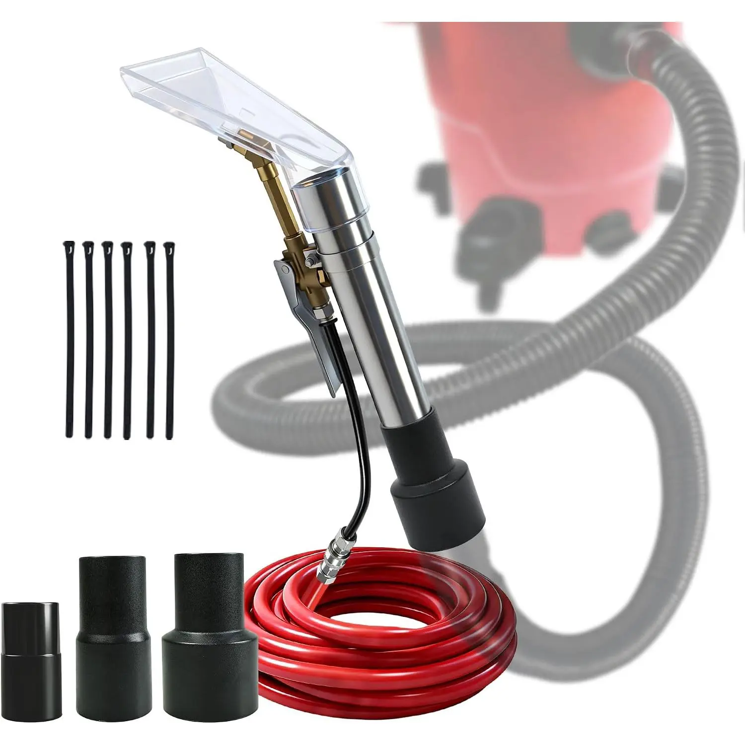 Universal Compatible with Any Brand Shop Vac Extractor Hose Kit Attachment with 2-1/2" & 1-7/8" & 1-1/4" Adapter Auto Detailing Wand Extraction Accessories for Upholstery & Carpet Cleaning