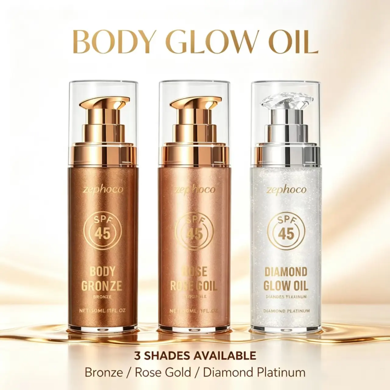 Zephoco Coconut Scent Shimmer Body Oil 30ml - Summer Skin Protective Body Makeup Oil, Smooth, Radiant, Silky, Refreshing Lightweight Texture, Subtle Micro Glitter, Moisture-Boosted Luminous Dewy Skin Finish, Beach Daily Care Body Care Glycerin