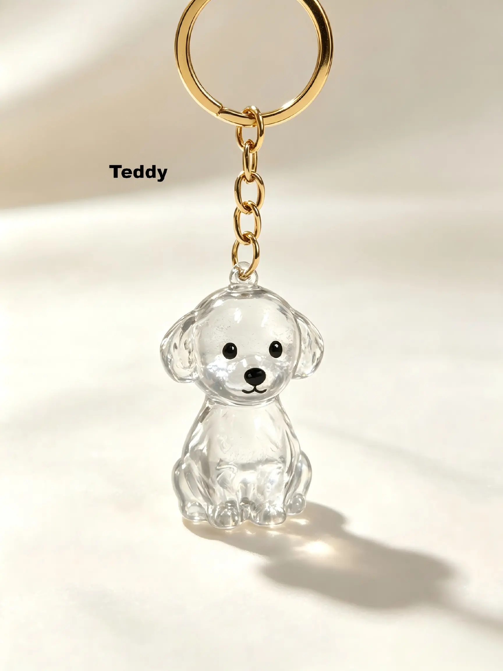 3-Piece Transparent Pet Hair Storage Box Pendant Keychain, Animals Keychain Decor - Sitting Dog Design, with Chain Link - for Dog Owners - Durable Acrylic Organizer for Keys, Bags, Home or Outings - Pet Memorial Gift for Dog Lovers, Sturdy Ring Attac