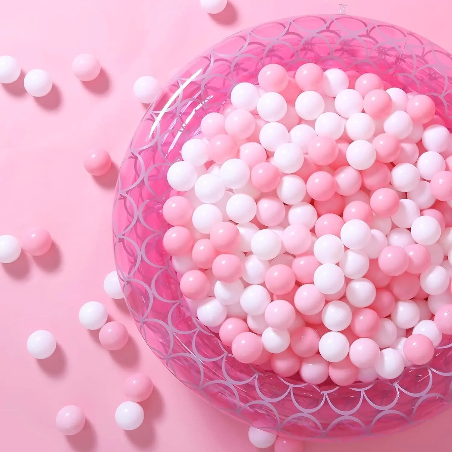 Crush-Proof Durable Plastic Pink Balls 100 PCS for Toddlers with Storage Bag, Pool Ball Pit, Birthday Party Decor, Party Decorations
